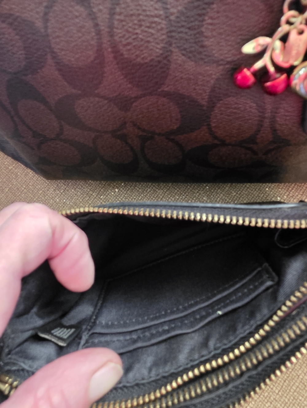 Coach Black Signature Satchel with Matching Pouch and Charm - Picture 6 of 14